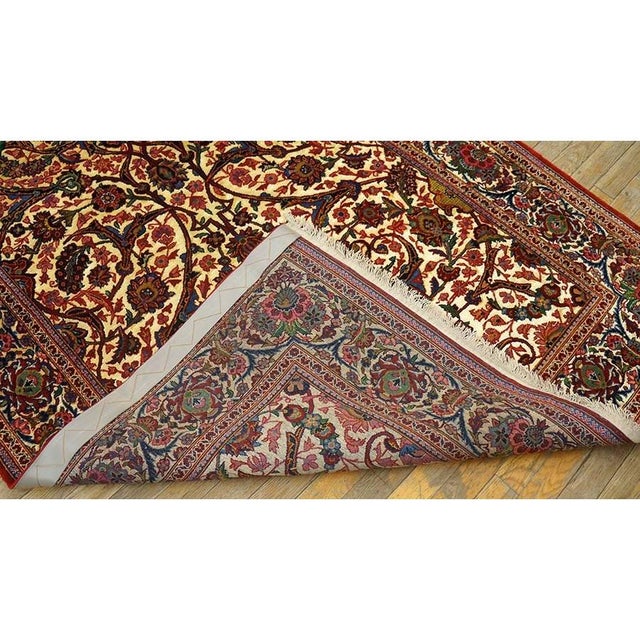 1920s Scatter Pair of Beige Field Floral Antique Kashan Knotted Wool Carpet Rug For Sale - Image 10 of 10