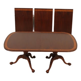 Ethan Allen Banded Mahogany Clawfoot Dining Room Table For Sale