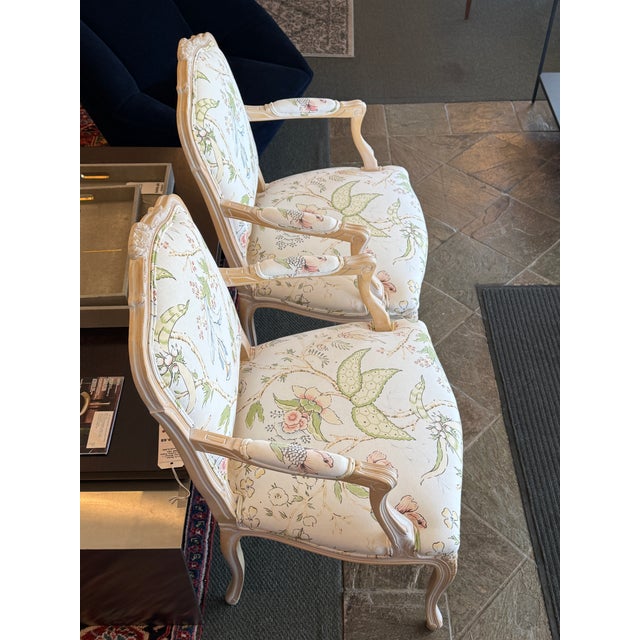 Louis XV-Style Floral Upholstery Armchairs, Pair For Sale - Image 18 of 18