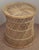 Mid-Century Modern Exceptional Mid-Century Modern Wicker & Rattan Side Table — 22" Floating Glass Top For Sale - Image 3 of 6