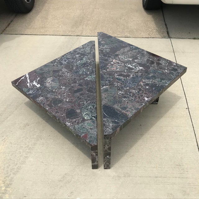 Angelo Mangiarotti Post-Modern Italian Marble Coffee Table - 2 Pieces For Sale - Image 4 of 12