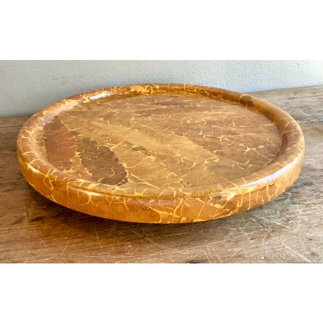 Vintage Boho Lacquered Tabacco Leaf Lazy Susan For Sale - Image 12 of 12