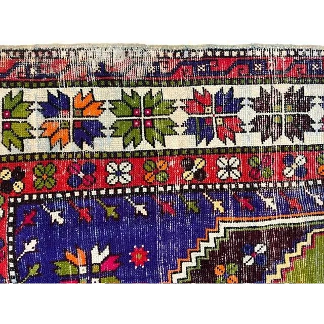 1970s Distressed Colorful Vintage Turkish Rug , 5'8" X 8'4" For Sale - Image 5 of 9