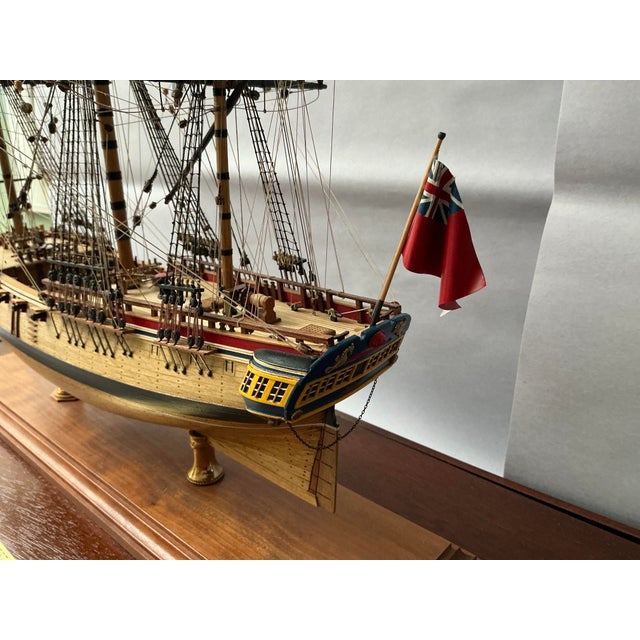 Alan Burghart Scale Model of HMS Rose 1757 Wooden Ship Display Case Handmade For Sale - Image 14 of 17