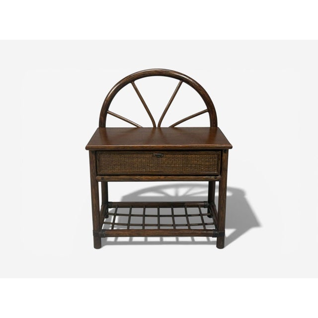 1980s American Modern, Nightstands, Wood, Cane, Usa, 1980s For Sale - Image 5 of 15