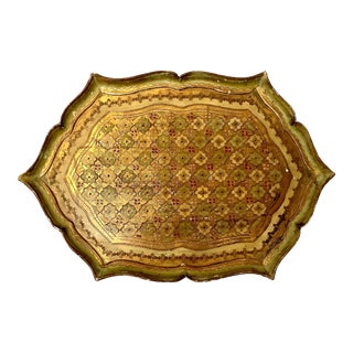 Vintage Large Wooden Florentine Tray For Sale