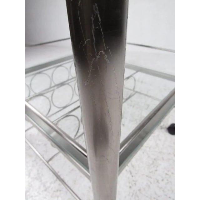 Silver Contemporary Steel Bar Cart For Sale - Image 8 of 11