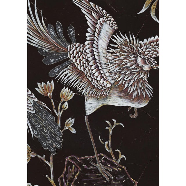 Black W36'* H100"/Panel, Antique-Style Coromandel Black Chinoiserie Wallpaper For Sale - Image 8 of 10