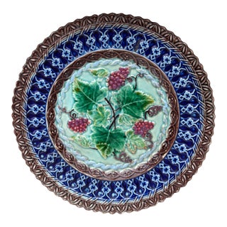 Majolica Grape Plate Villeroy Boch Circa 1890 For Sale