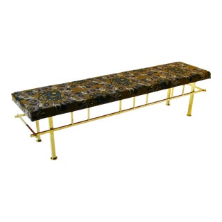 Mid 20th Century Brass Base & Jack Lenor Larsen Fabric Bench For Sale