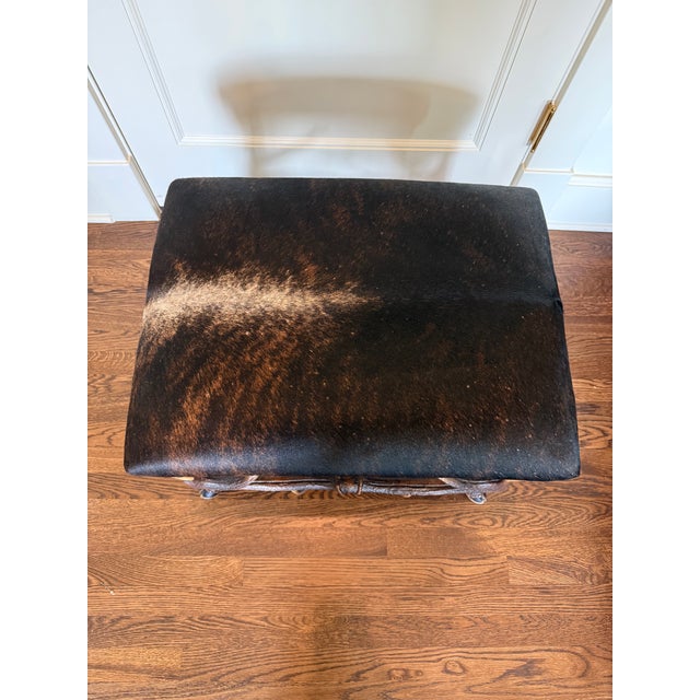 Theodore Alexander Faux Hide and Antler Ottoman For Sale - Image 4 of 9