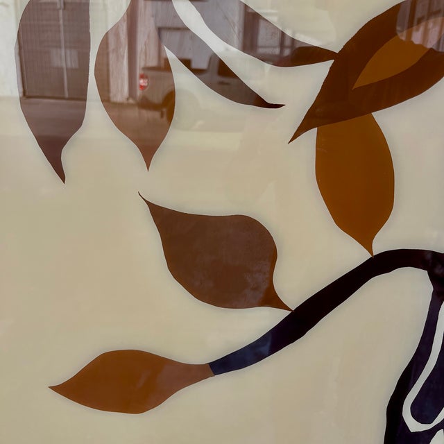 Large Mid Century Modern Framed Botanical Glass Wall Art Circa 1970s. For Sale - Image 10 of 17