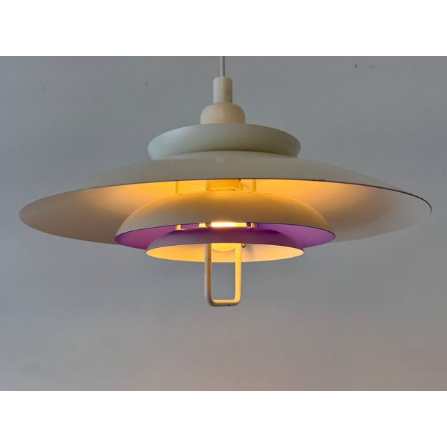 1970s Large Vintage Danish Form-Light Pendant Lamp in White and Cobalt Blue, Denmark, 1970s For Sale - Image 5 of 18