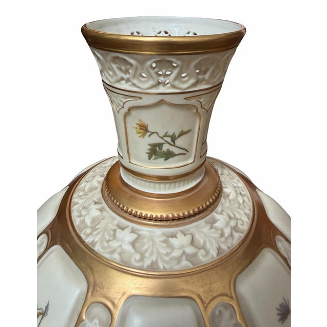 Royal Worcester Large Antique Royal Worcester English Porcelain Vase For Sale - Image 4 of 6
