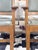 Gray Late 20th Century Pair of Stickley Mission Oak Leather Cottage Arm Chairs For Sale - Image 8 of 10