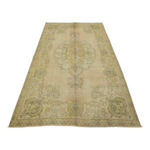 Tabriz Rug 6’2” X 9’7” Beige Wool Vintage Distressed Hand-Knotted Carpet