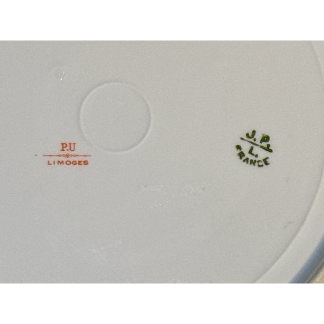 White Rare Antique Limoges Jean Pouyat Plate Circa Early 1900s For Sale - Image 8 of 8