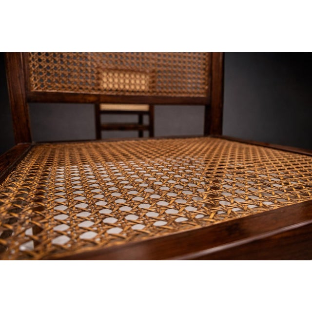 Wood Set of Four Armchairs in Rosewood & Caning, Unknown, 1960s For Sale - Image 7 of 8