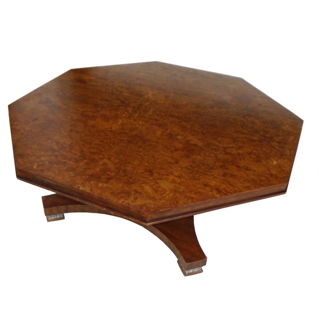 Weiman Weiman Walnut Octagon Shape with Pedestal Base Coffee Table For Sale - Image 4 of 12