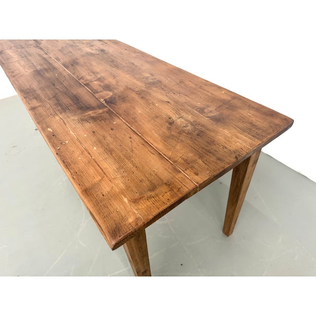 Pine Farmhouse Table with Tapered Legs, 1950s For Sale - Image 3 of 18