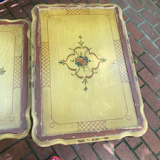 French Country Set of Three Nesting Tables Hand Painted For Sale In Sacramento - Image 6 of 12