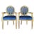 Tufted Chair Blue French Rococo Style - Set of 2 For Sale