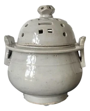 Korean white Porcelain Ritual Incense Burner with Bagua Pattern Joseon Dynasty