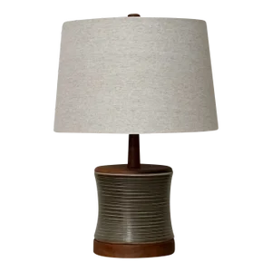 1960s Jane and Gordon Martz Ceramic and Walnut Table Lamp, Unmarked
