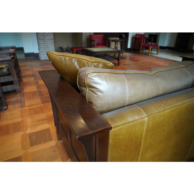 Stickley Mission Style Sofa with Leather Cushions Chairish