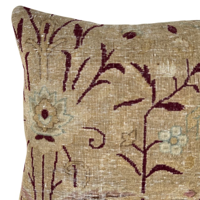 Crafted from an authentic vintage Turkish rug, this one-of-a-kind pillow brings timeless character and artisan...