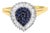 10K Yellow Gold 1/2 Cttw Round & Baguette Cut Diamond Pear Shaped Domed Pavé Cluster with Halo Cocktail Ring (J-K Color, I1-I2 Clarity) - Size 4.25 For Sale