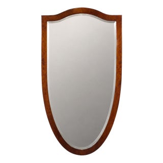 Large Antique Biedermeier Pearwood Shield Wall Mirror, Vienna, 1820s For Sale
