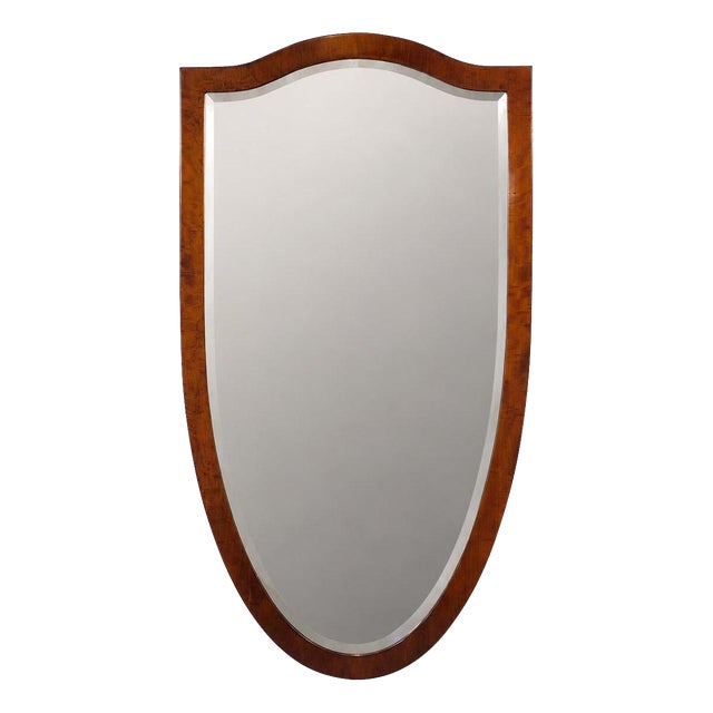 Large Antique Biedermeier Pearwood Shield Wall Mirror, Vienna, 1820s For Sale