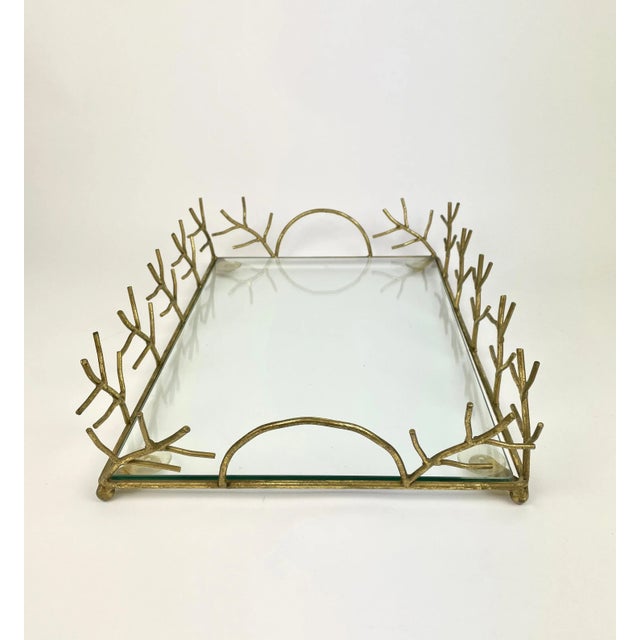 Glass & Golden Metal Serving Tray, France, 1970s For Sale - Image 4 of 10