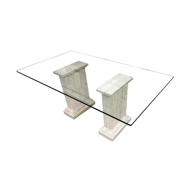 Natural Roman Travertine Marble, Original Design Year 1989, Unique Vintage Piece This piece is attributed to the mentioned...