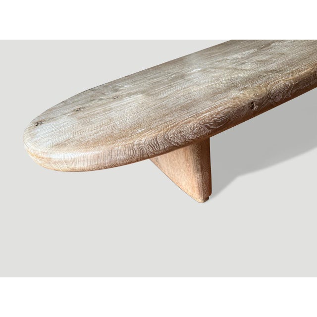 2010s Andrianna Shamaris Mid Century Couture Teak Wood Oval Coffee Table For Sale - Image 5 of 18
