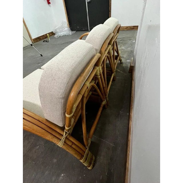 Ritts So. Rattan Sofa with Custom Upholstery For Sale - Image 11 of 13