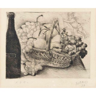 Ardengo Soffici, Still Life Composition, 1939, Drypoint Print For Sale