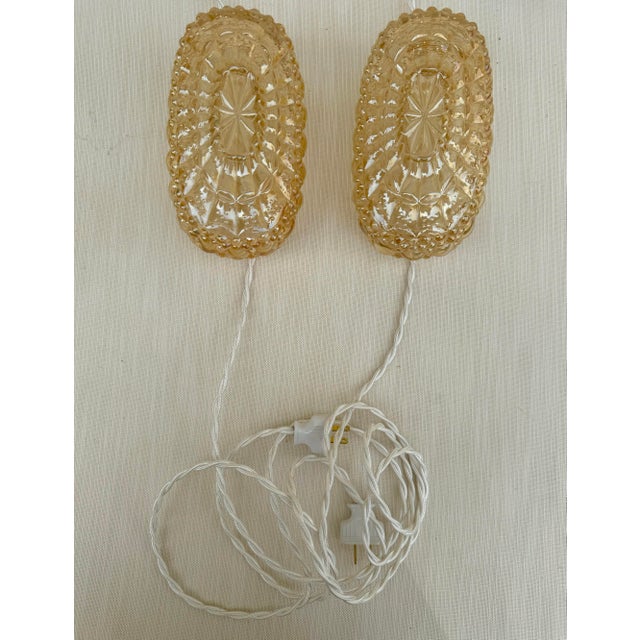 Glass Vintage Wall Sconces, German, Midcentury Iridescent Golden Bubble - A Pair Ready to Hang For Sale - Image 4 of 9