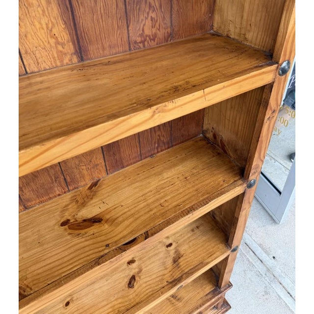 Wood Mid 20th Century Solid Pine Bookshelf With Lower Drawer For Sale - Image 7 of 10