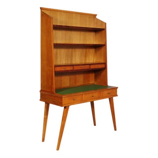 Mid-Century Modern Writing Desk with Bookcase by Fratelli Rizzi for La Permanente Mobili Cantù, Italy, 1950s, Set of 2 For Sale