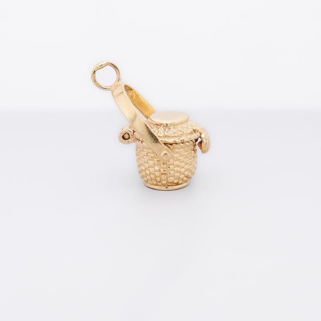 Vintage 14k Gold Figural Open Nantucket Basket Charm For Sale - Image 9 of 18