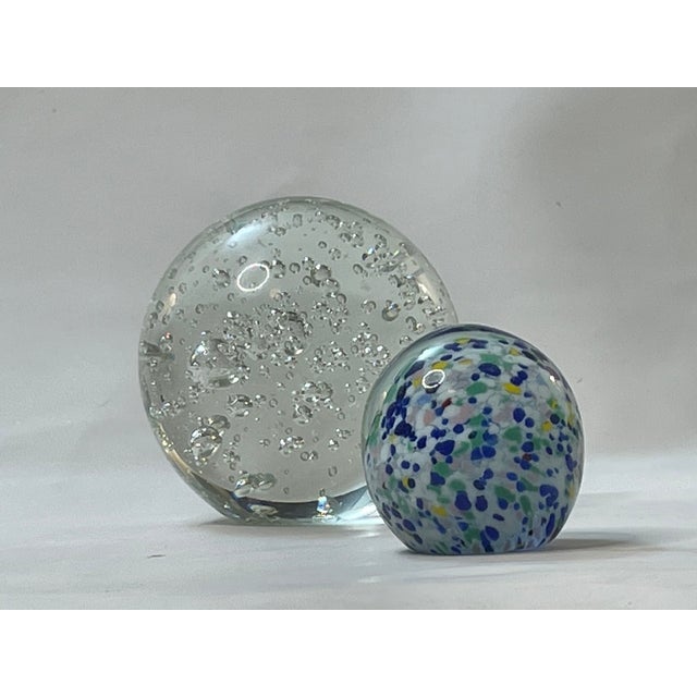 Mid-Century Modern Oversized MCM 4" Controlled Bubble Art Glass Paperweight | Circa 1960s Italy For Sale - Image 3 of 6