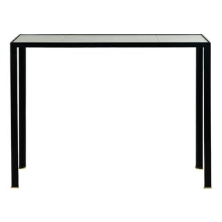 'Corniche' Wrought Iron, Brass and Parchment Top Console by Design Frères For Sale
