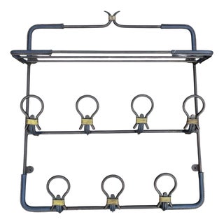 Vintage Stitched Leather Coat Rack by Jacques Adnet, 1950s For Sale