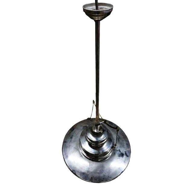 Vintage Ceiling Fixture Mid Century Modern Style Nickel Plated For Sale