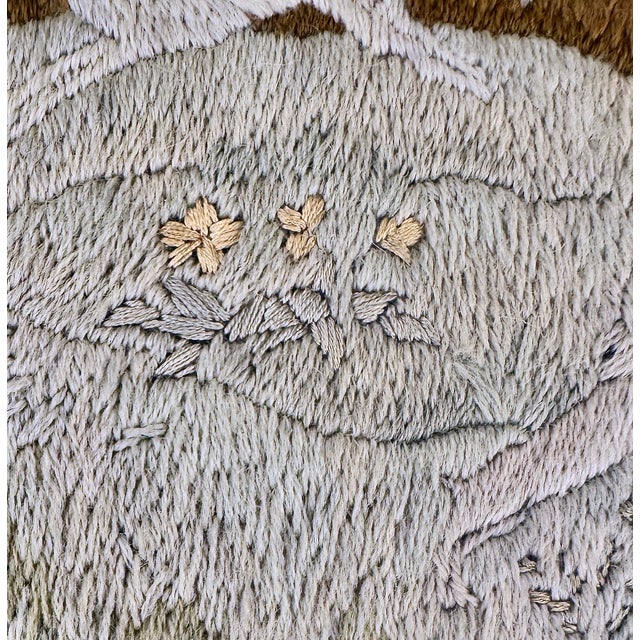 Antique English Pastoral Woolwork Embroidery With Stag, Hounds and Rabbit, 19th Century For Sale - Image 11 of 18