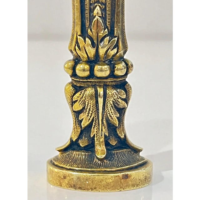 Antique French 1880s Nature Decor Cast Bronze Blank Oval Wax Seal Stamp For Sale - Image 9 of 11