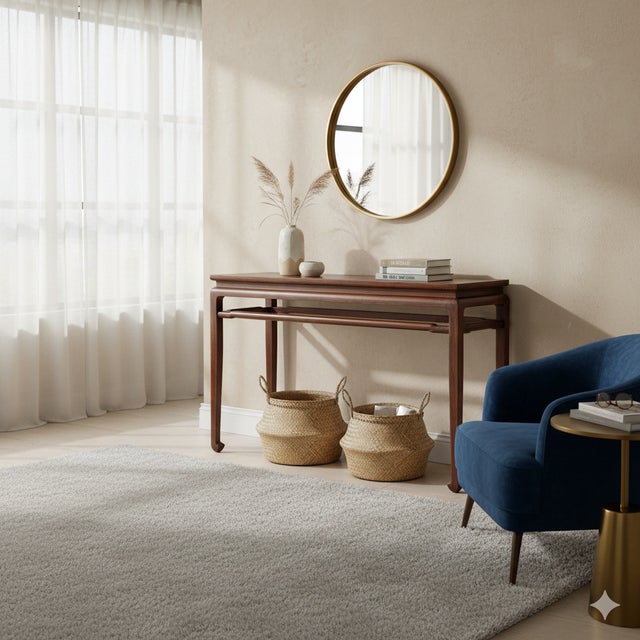 Vintage Oriental Brown Stain Ming Style Simple Altar Console Table For Sale - Image 9 of 9