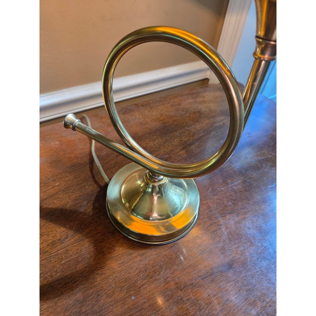 Metal Vintage Brass Horn-Shaped Lamp Table Lamp For Sale - Image 7 of 13
